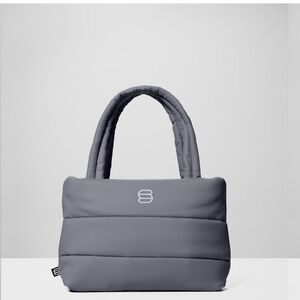 Aritzia Super Puff Smaller Tote bag puffer handbag in vintage navy